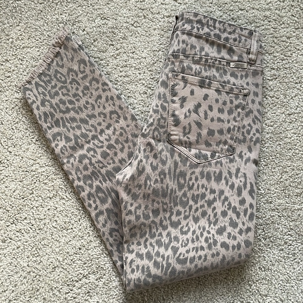 KanCan raw hem leopard jeans